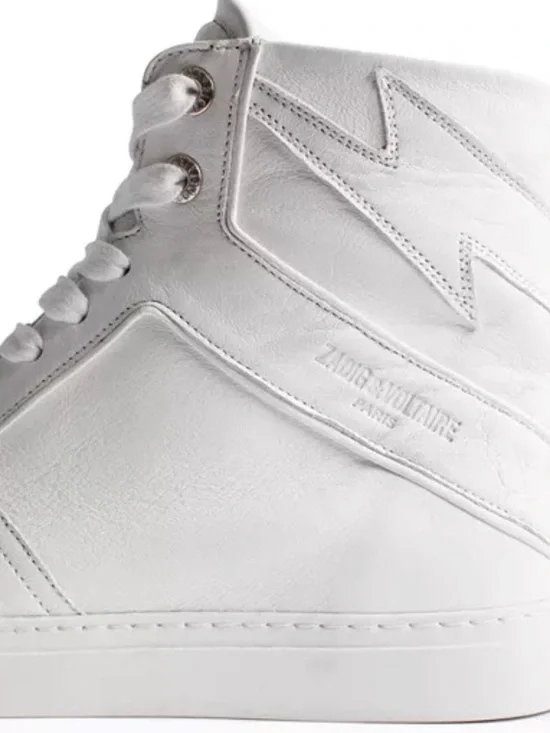 Zadig & Voltaire Off-White Leather High-Top Sneakers - Picture 7 of 9